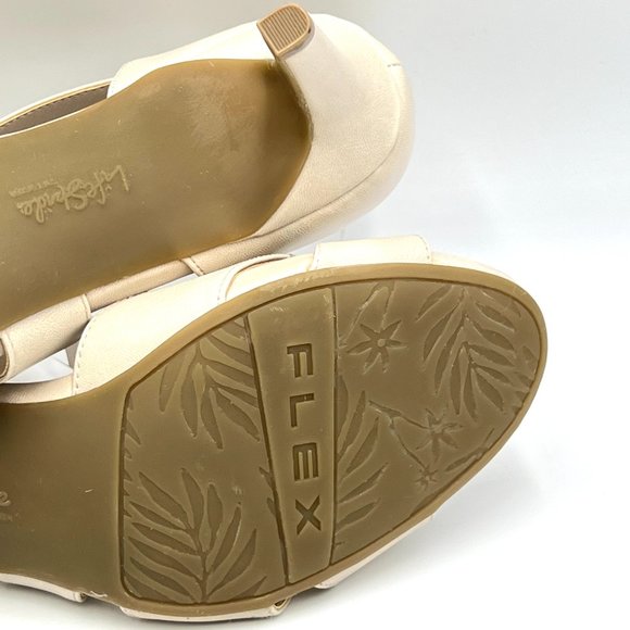 Lifestride Womens Size 11 Mega Almond Cream Beige Tan Nude Open Toe Heels 11M - Picture 11 of 14